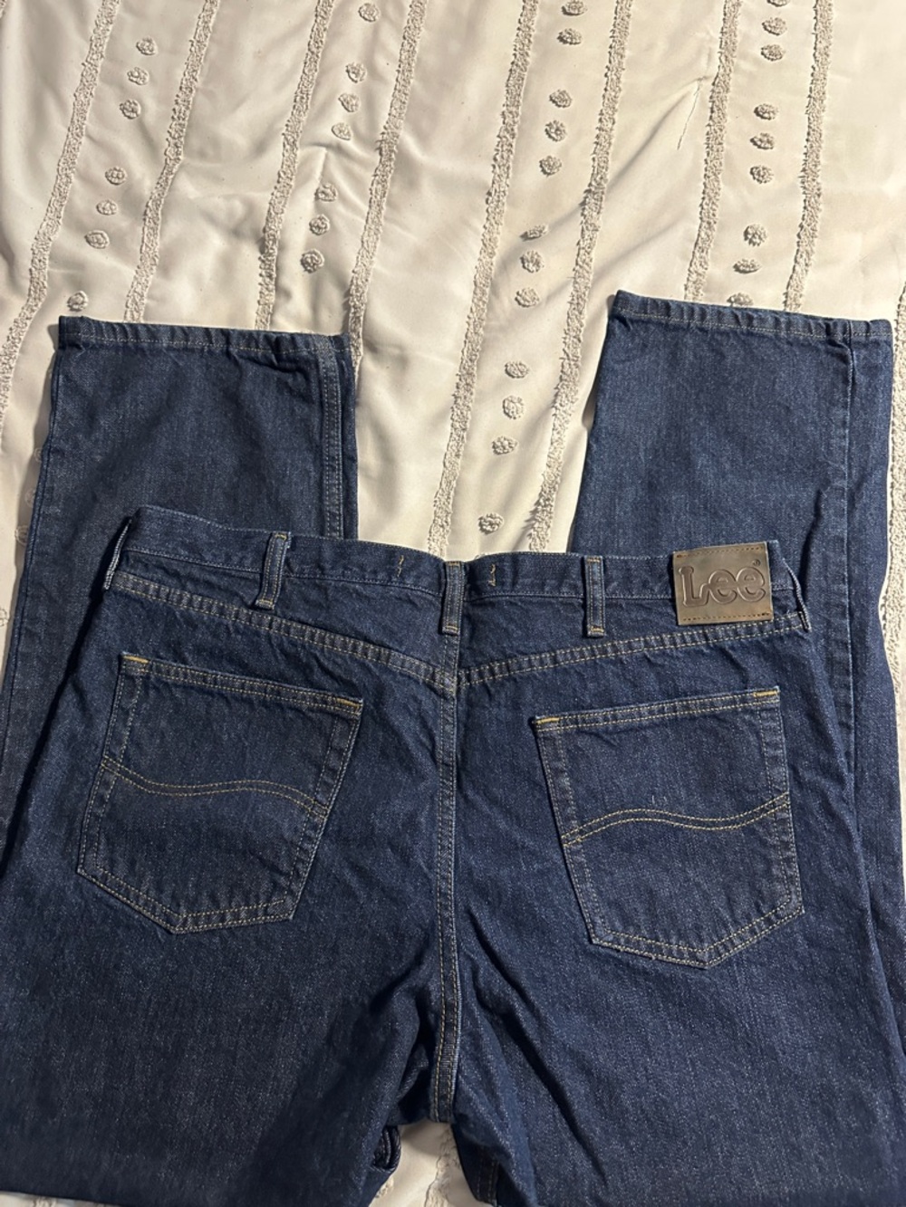 Lee Men's Indigo Straight Jeans with Leather Patch NWOT 40x 30